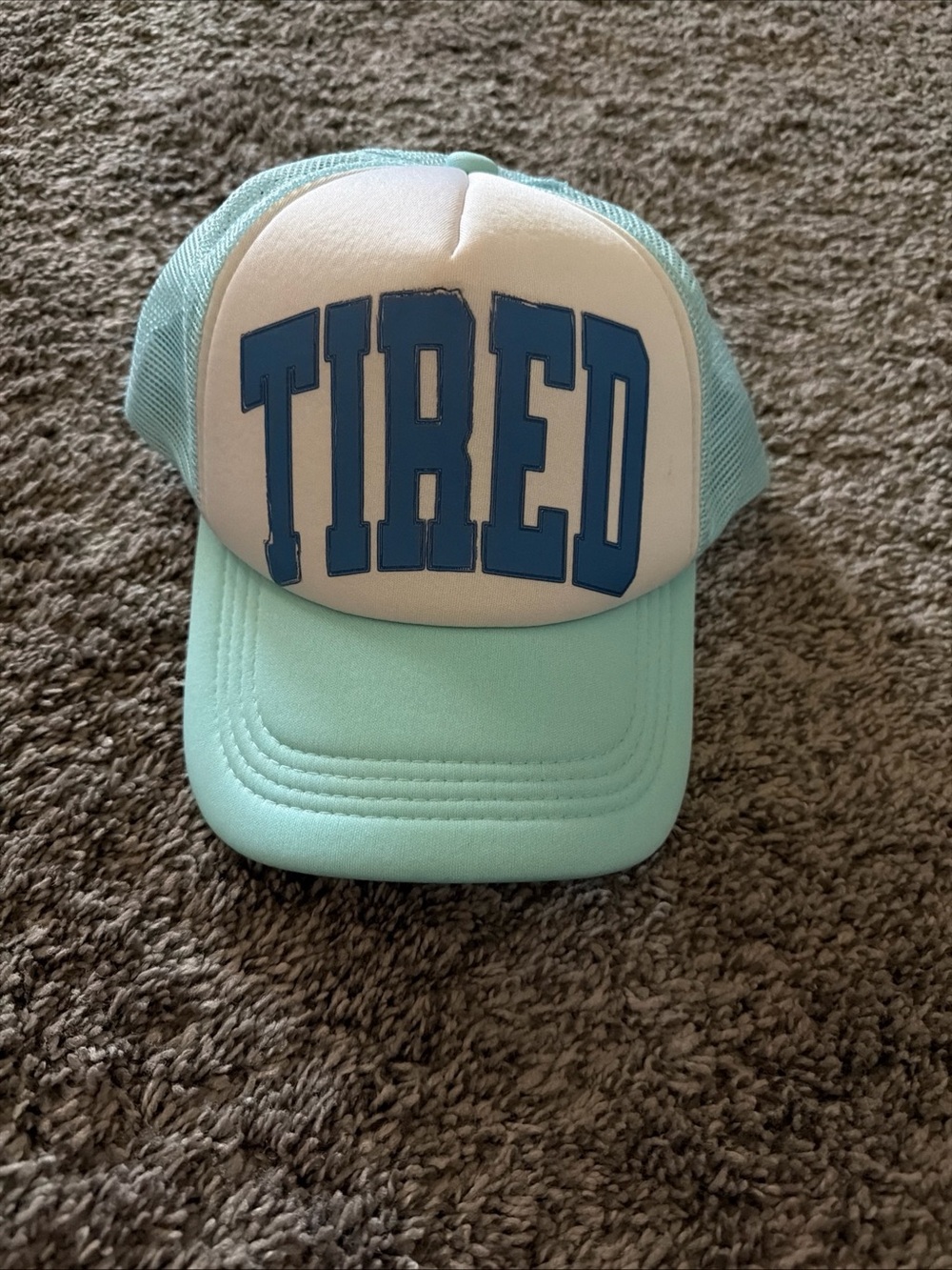 Kids 'Tired' Mint Trucker Hat - Youth Cap